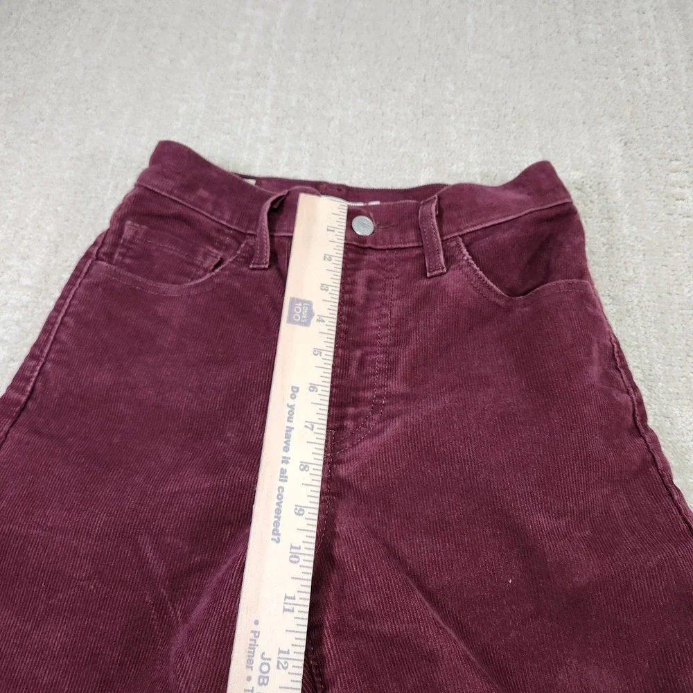 Levis Premium Corduroy Pants Women 25 Ribcage Straight Ankle Wide Leg Cotton - Picture 4 of 12